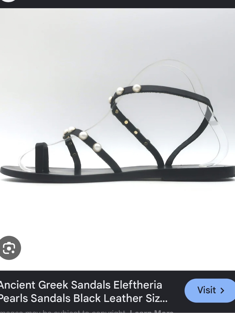 Ancient Greek Sandals Pearl Embellished Black Strappy Flat Sandals